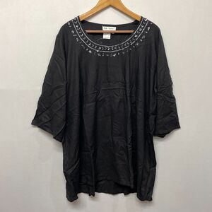 Ulla Popken Women 3/4 Sleeve Blouse Top Shirt Size 16/18 Black Viscose M223 -15